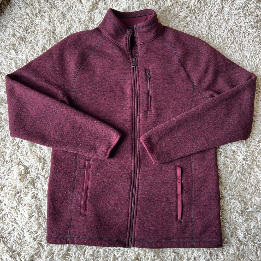 Men's Burgundy Swiss Tech Fleece Zip Up Jacket